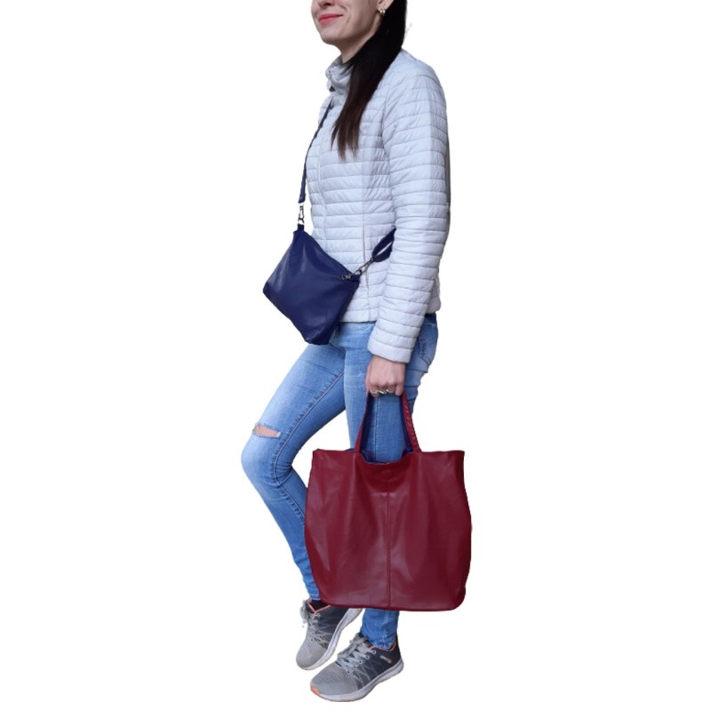 Сумка 2 в 1 двусторонняя бордово-синяя 44,5х32,5х14см Арт 9062-4