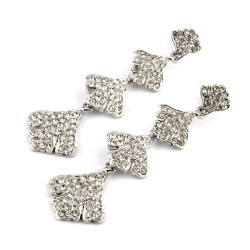 Серьги длинные белые со стразами СГ3560-2