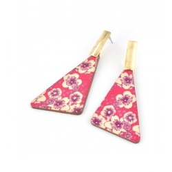 Серьги из дерева розовые, длина 7,5см СГ3630-29