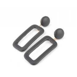 Серьги черные из экокожи, длина 6,5см СГ3180-6
