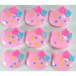 Кабашоны серединки котик по 50шт Ф2,8см (розовые) 27-6