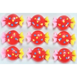 Серединки для канзаши конфетки 50шт размер 2х1,1см (красные) 28-6