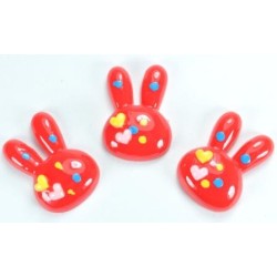 Серединки для заколки зайчик 50шт размер 1,5х2.3см (красные) 34-2