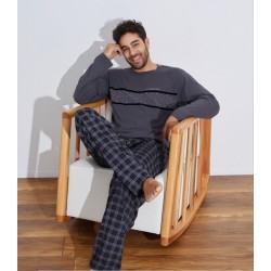 Пижама мужская хлопок брюки и кофта A8714 XL