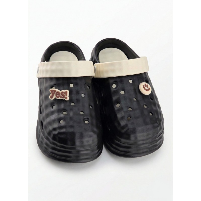 Кроксы женские с джибитсами черные 2503-5-2