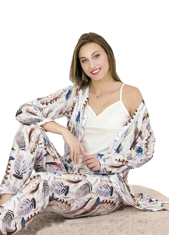Пижама женская штаны майка халат P6001 XL-XXL