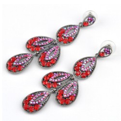 Серьги длинные красные СГ3190-2 длина 8см