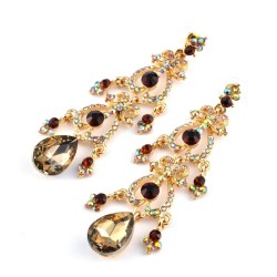 Длинные сережки с камнями СГ3636-1  длина 8см