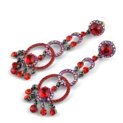 Длинные сережки с камнями СГ3710-3  длина 8см