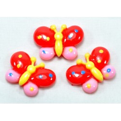Кабашоны бабочка 50шт размер 2,3х1,5см (красные) 37-5