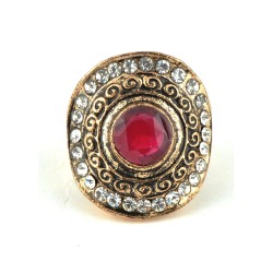 Кольцо женское размерное с красным камнем КО2500-2к